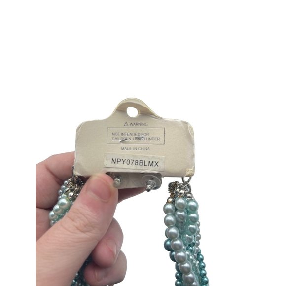 Shades of Green Twisted Pearl Necklace and Earring Set by Sophia Collection - Picture 7 of 10